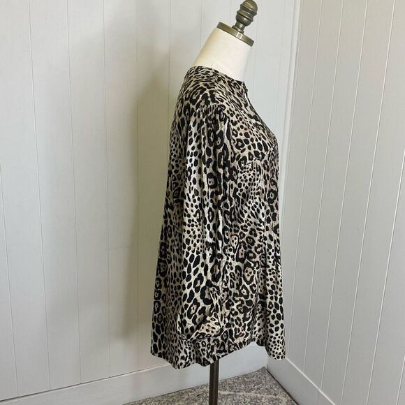 Vintage Cocomo for Women Size XL Brown Black Leopard Print Button Down Shirt Top - Picture 3 of 12